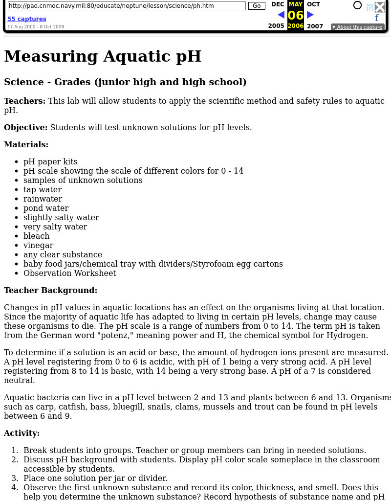 Measuring Aquatic pH Lesson Plan