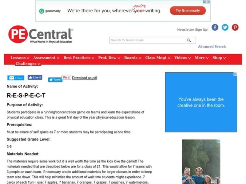 R-E-S-P-E-C-T Lesson Plan