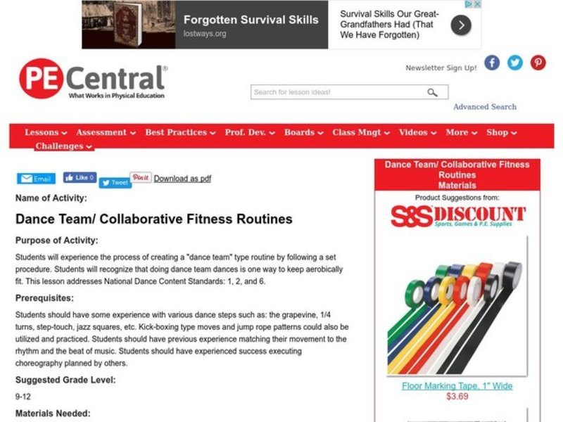 Dance Team/ Collaborative Fitness Routines Lesson Plan