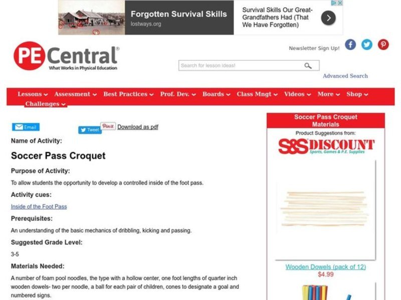 Soccer Pass Croquet Lesson Plan