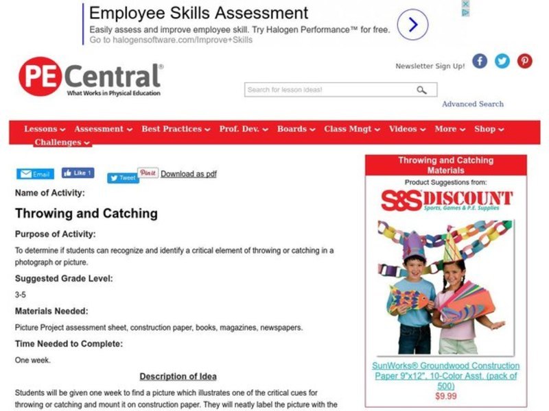 Throwing and Catching Lesson Plan