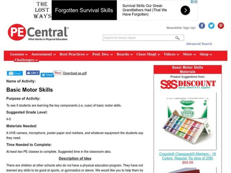 Basic Motor Skills Lesson Plan