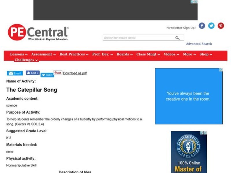 The Catepillar Song Lesson Plan