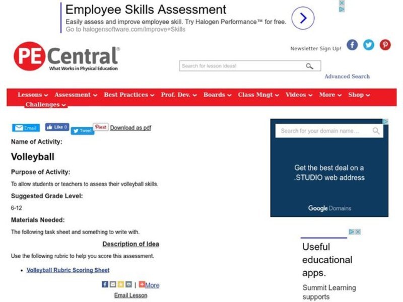 Volleyball Lesson Plan