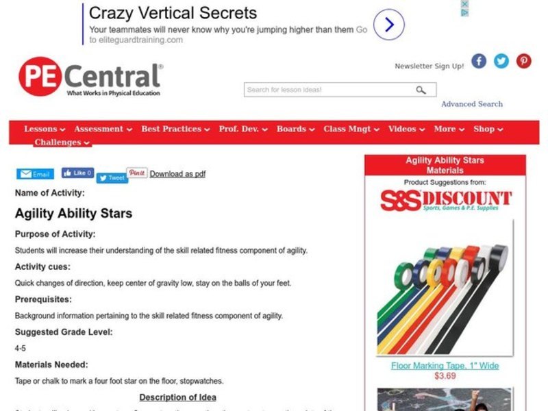 Agility Ability Stars Lesson Plan