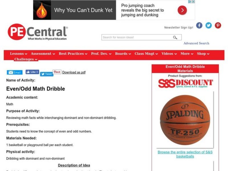 Even/Odd Math Dribble Lesson Plan