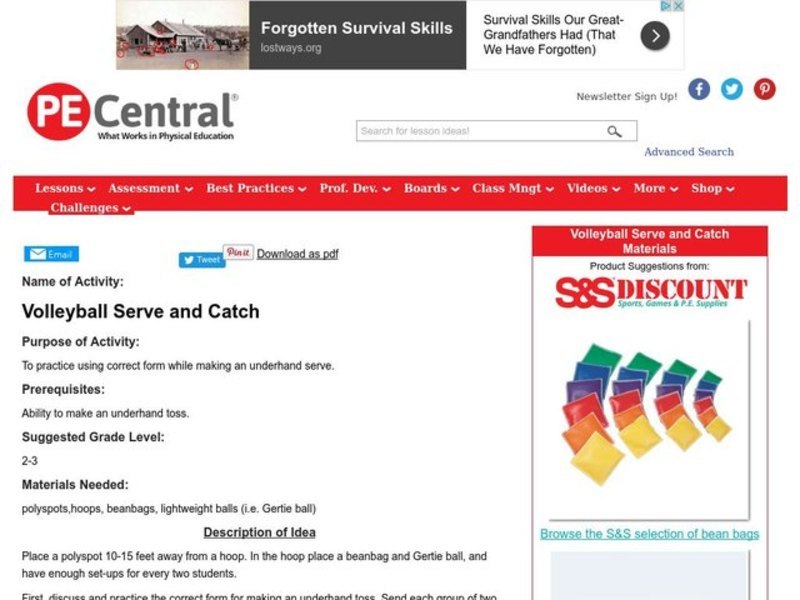 Volleyball Serve and Catch Lesson Plan