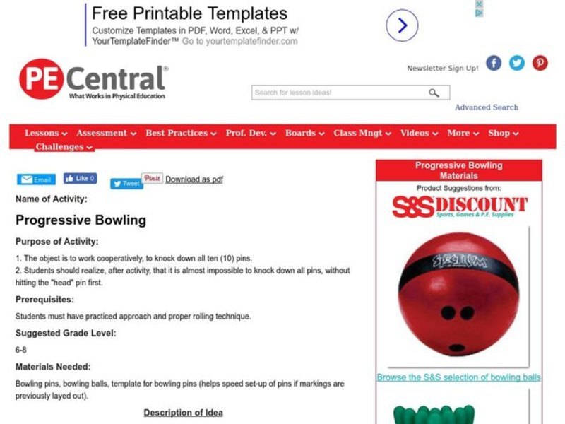 Progressive Bowling Lesson Plan