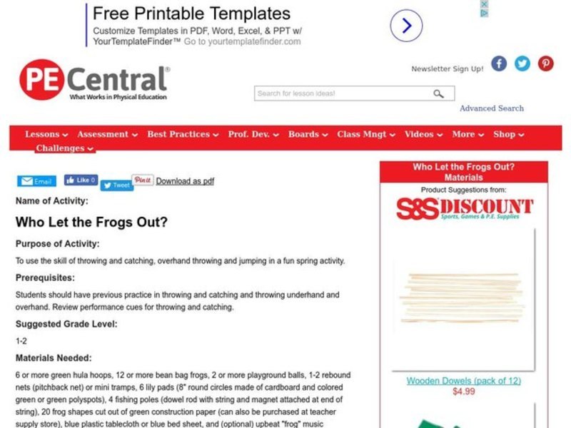 Who Let the Frogs Out? Lesson Plan