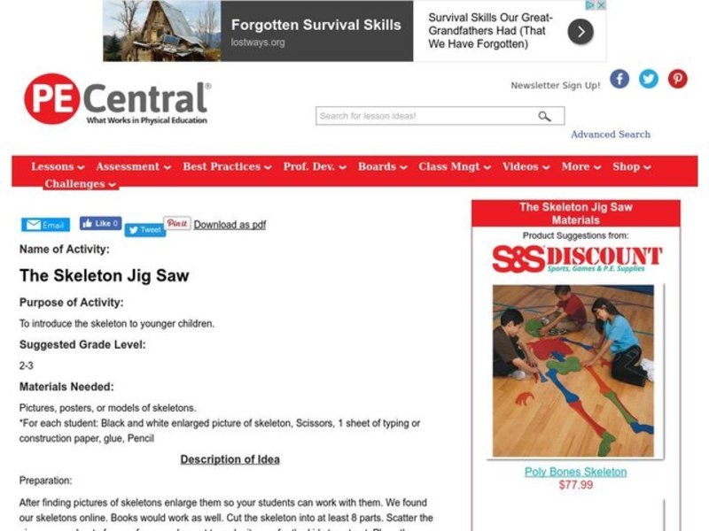 The Skeleton Jig Saw Lesson Plan