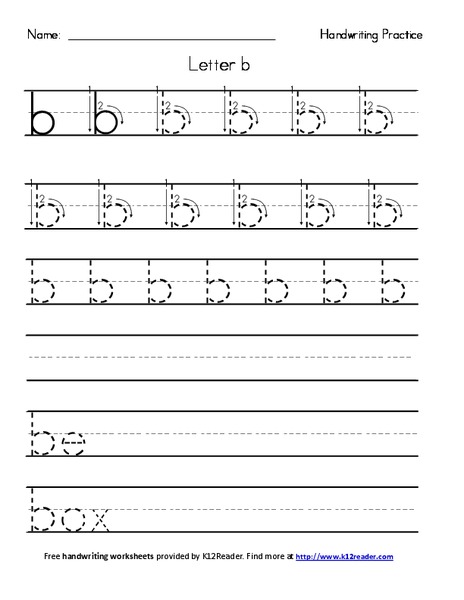 Handwriting Practice: Letter b Worksheet