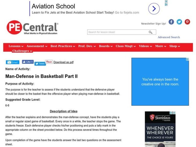 Man-Defense in Basketball Part II Lesson Plan