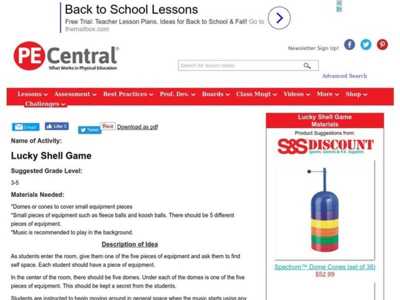 Lucky Shell Game Lesson Plan