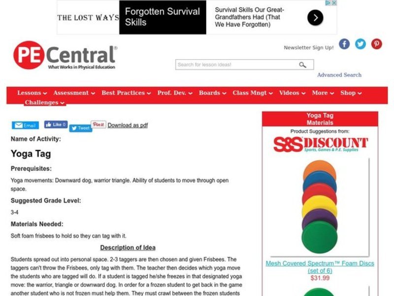 Yoga Tag Lesson Plan