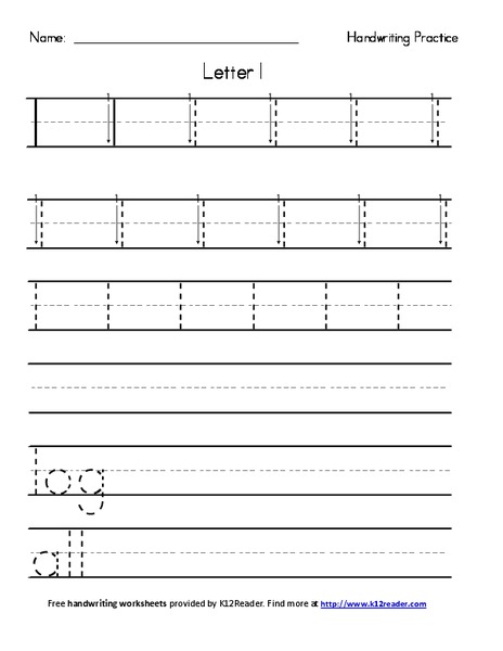 Handwriting Practice: Letter l Worksheet