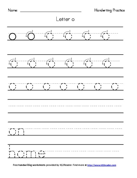 Handwriting Practice: Letter o Worksheet