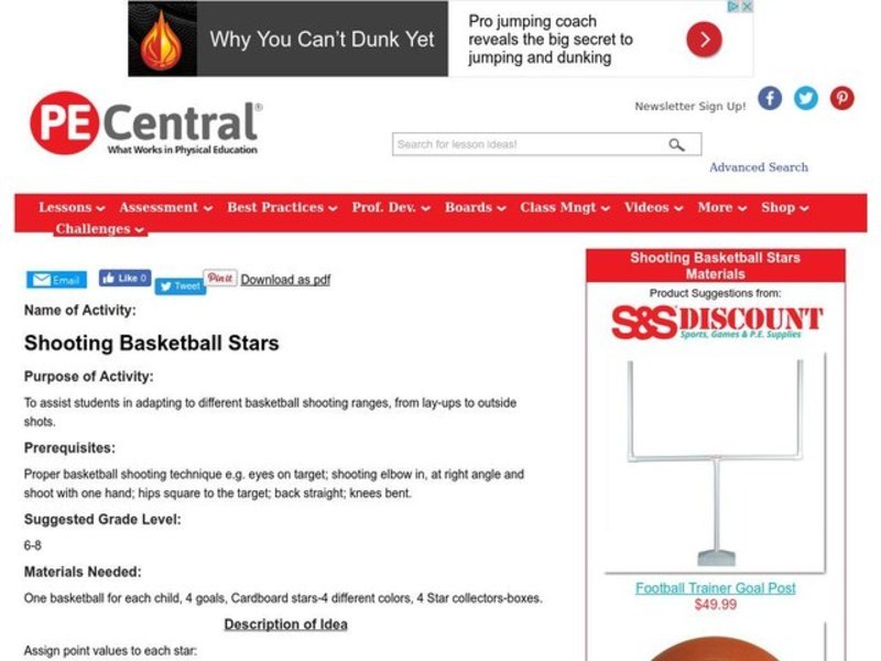 Shooting Basketball Stars Lesson Plan