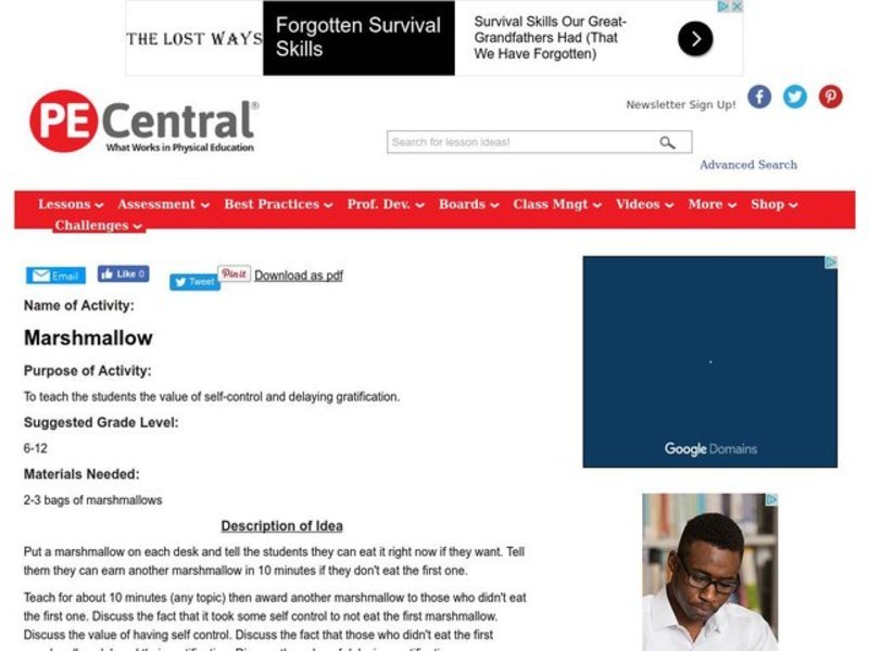 Marshmallow Lesson Plan