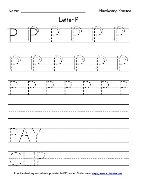 Handwriting Practice: Letter P Worksheet