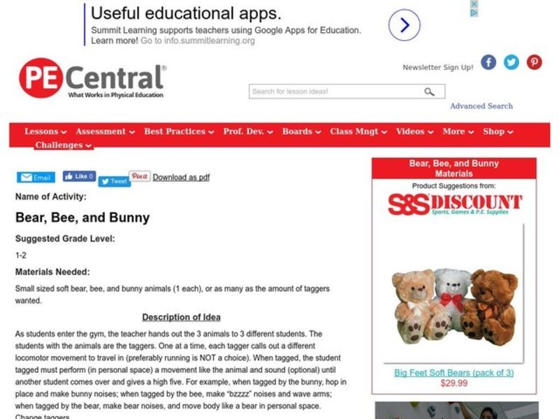 Bear, Bee, and Bunny Lesson Plan