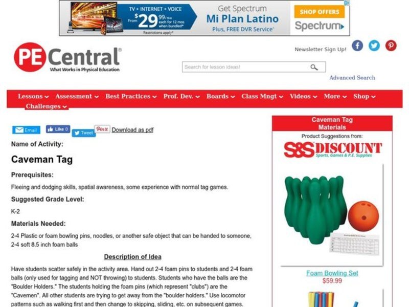 Caveman Tag Lesson Plan