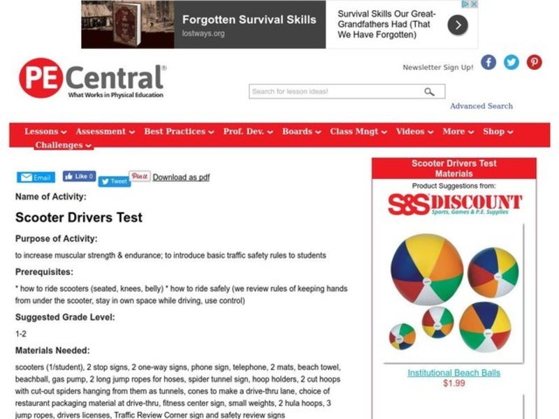 Scooter Drivers Test Lesson Plan