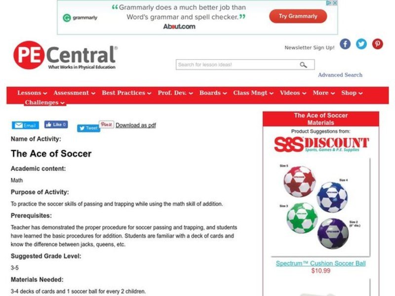 The Ace of Soccer Lesson Plan