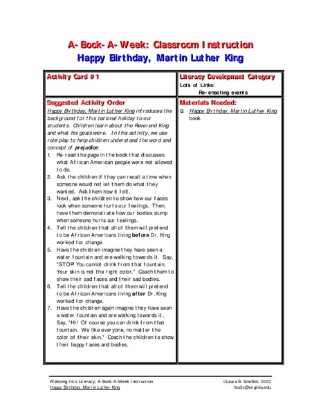 Happy Birthday, Martin Luther King Lesson Plan