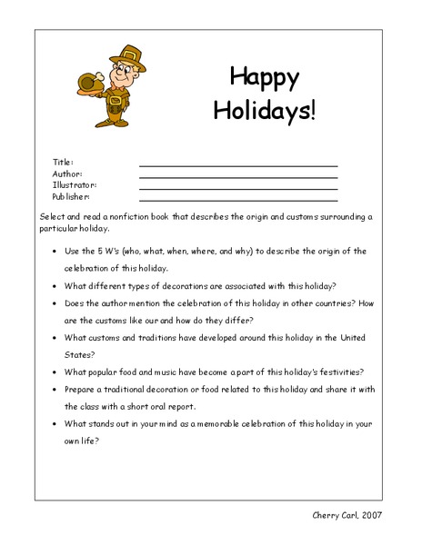 Happy Holidays! Worksheet
