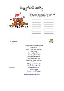Happy Valentine's Day Worksheet