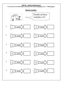 Harder Doubles Worksheet