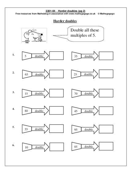 Harder Doubles Worksheet