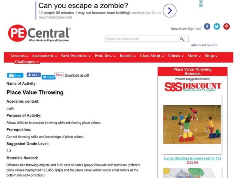 Place Value Throwing Lesson Plan