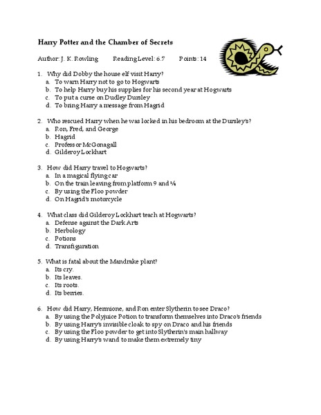 Harry Potter and the Chamber of Secrets Lesson Plan