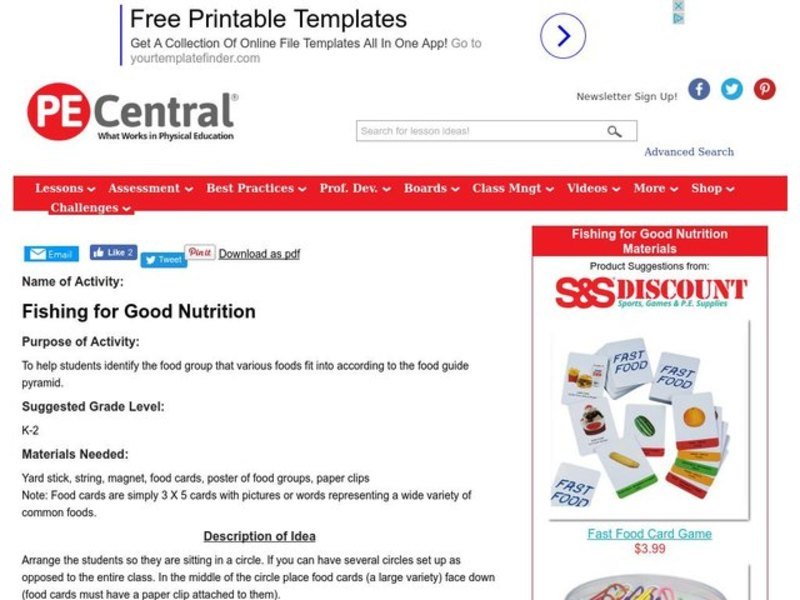 Fishing for Good Nutrition Lesson Plan
