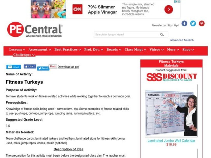 Fitness Turkeys Lesson Plan