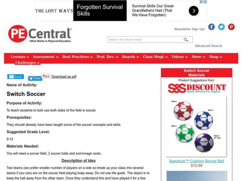 Switch Soccer Lesson Plan