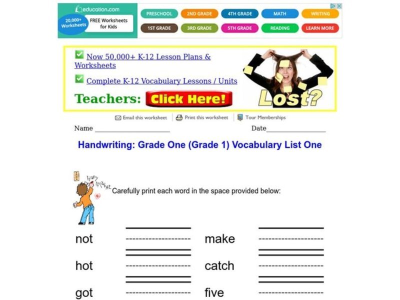 Handwriting Worksheet