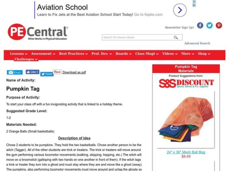 Pumpkin Tag Lesson Plan