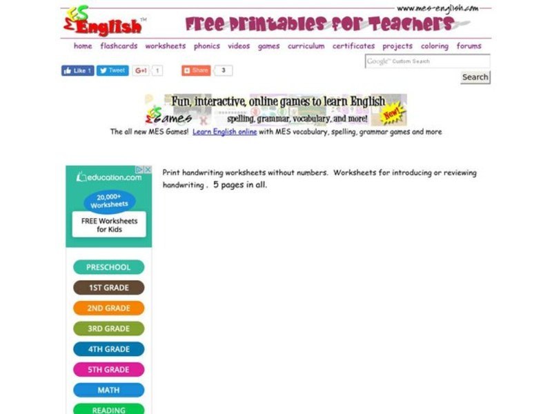 Handwriting Practice Worksheet