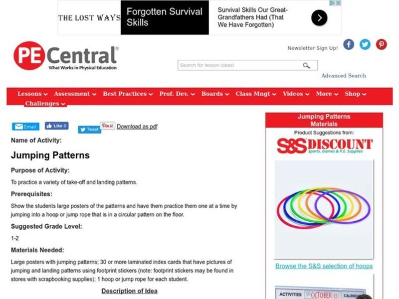Jumping Patterns Lesson Plan