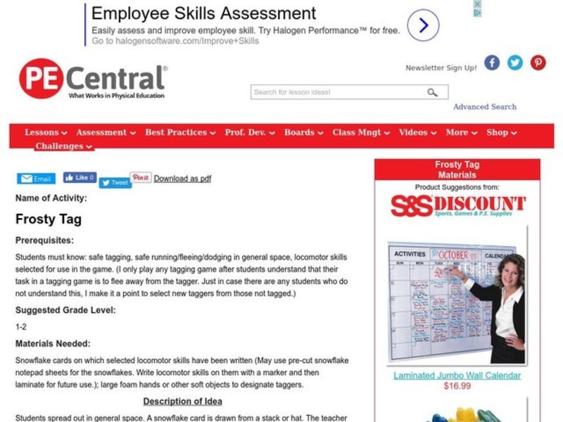 Frosty Tag Lesson Plan