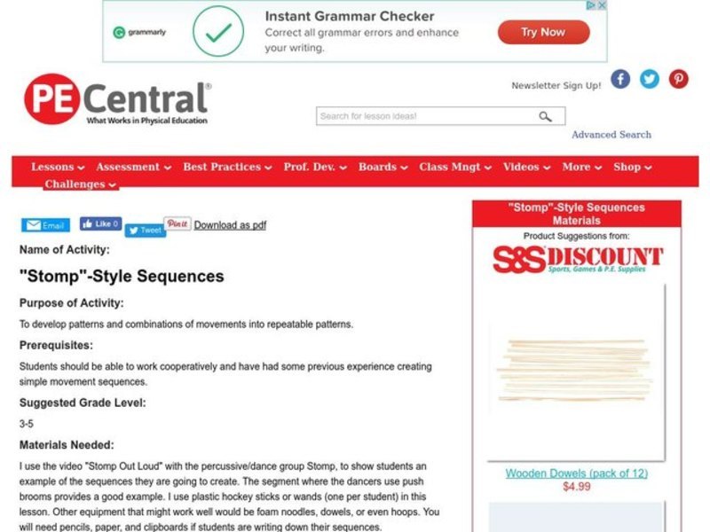 "Stomp"-Style Sequences Lesson Plan