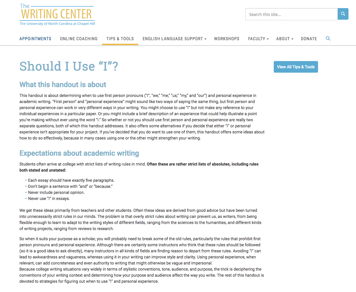 Should I Use “I”? Website