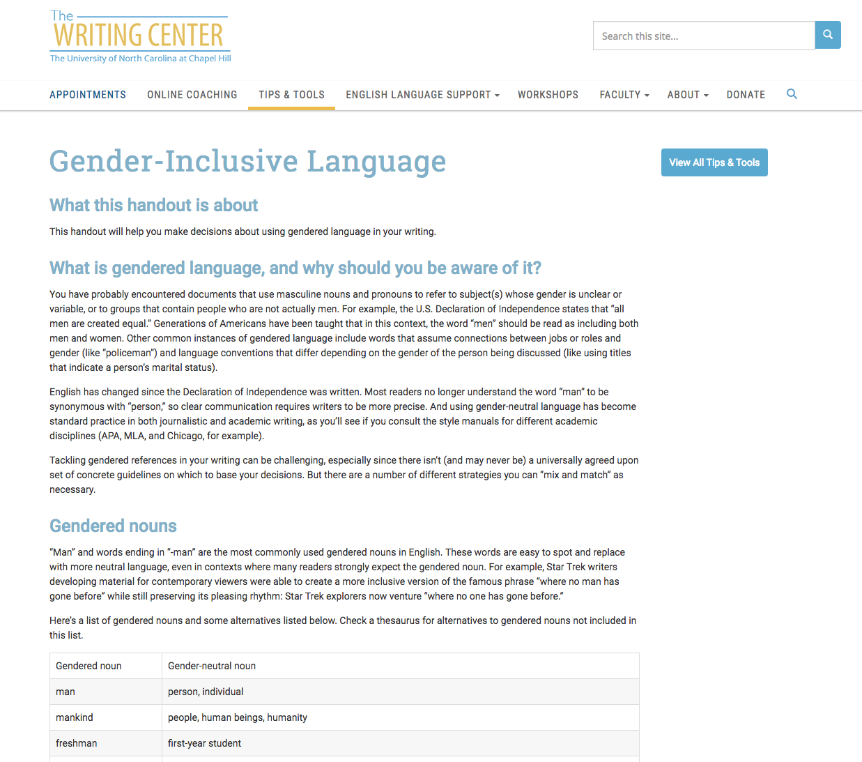 Gender-Inclusive Language Website