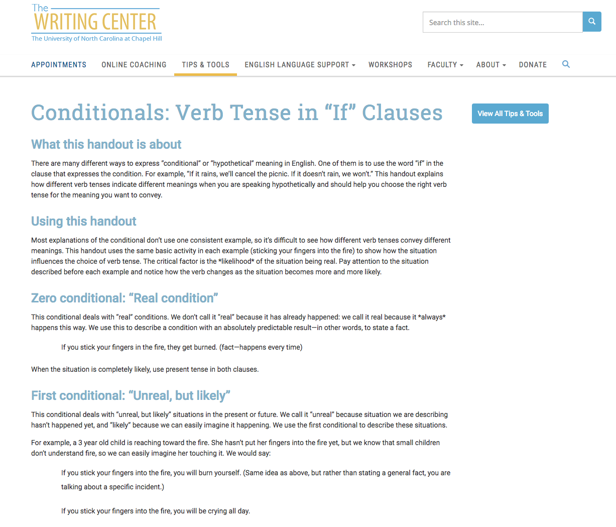 Conditionals: Verb Tense in “If” Clauses Website