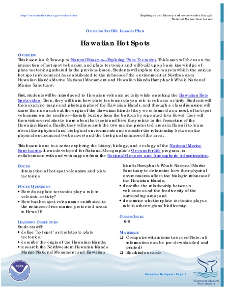 Hawaiian Hot Spots Lesson Plan
