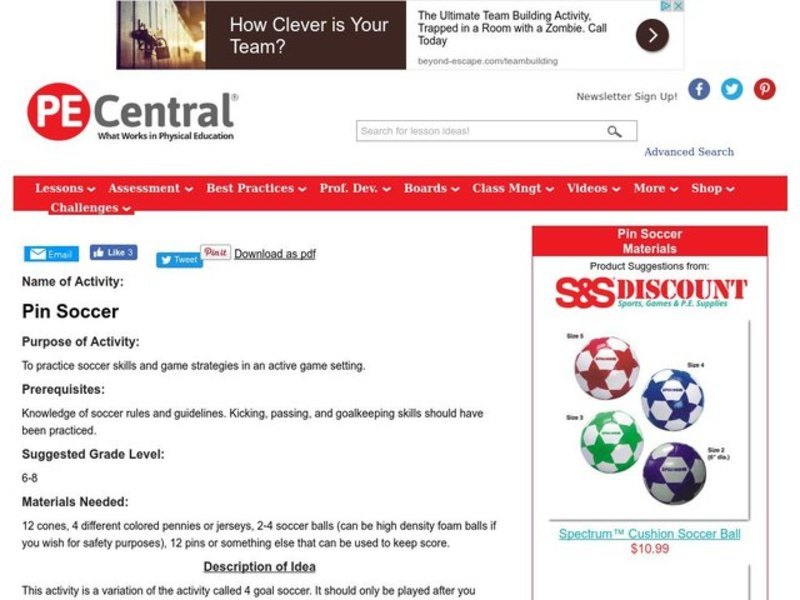 Pin Soccer Lesson Plan