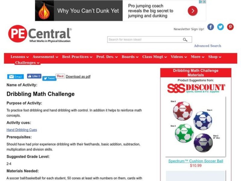 Dribbling Math Challenge Lesson Plan