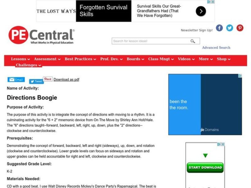 Directions Boogie Lesson Plan